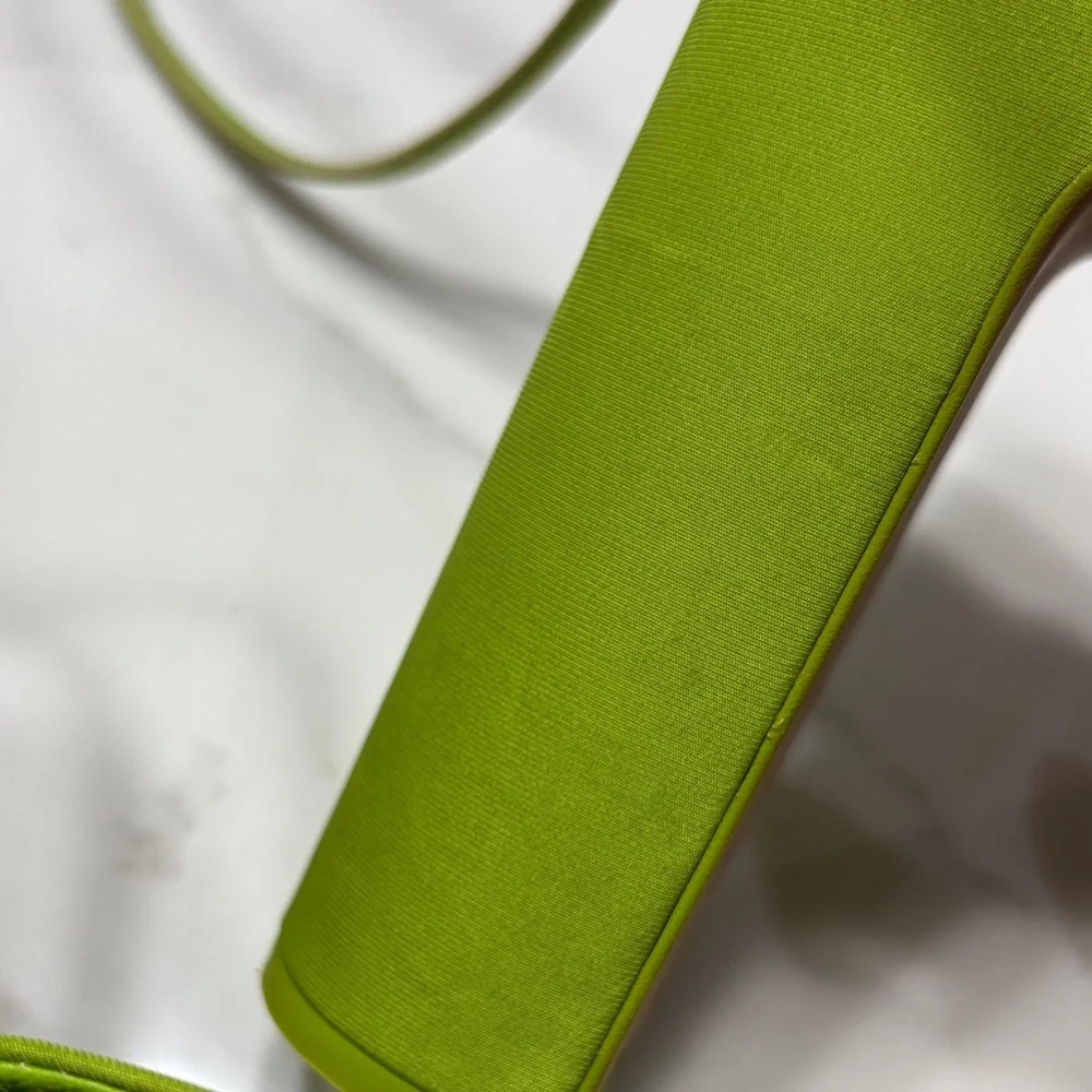 Zara Lime Green Platform Ankle-Tie Heels